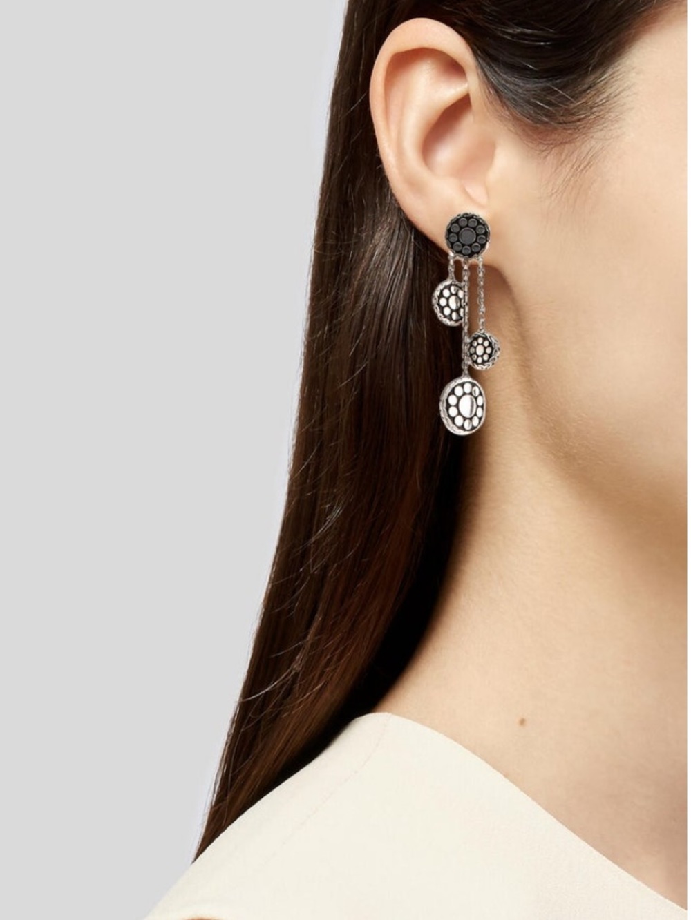 John Hardy Silver Multi-Drop Circle Earrings - Picture 8 of 8